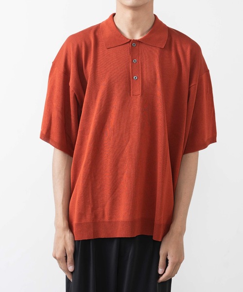WEGO（ウィゴー）の「WEGO/リネンライクニット半袖ポロ（ニット/セーター・メンズ・ダークオレンジ/ブラック・LARGE/MEDIUM）」の9枚目の写真