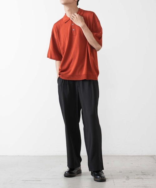 WEGO（ウィゴー）の「WEGO/リネンライクニット半袖ポロ（ニット/セーター・メンズ・ダークオレンジ/ブラック・LARGE/MEDIUM）」の14枚目の写真