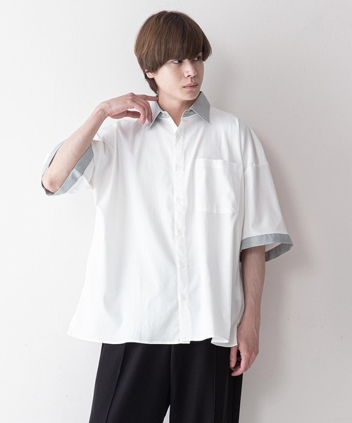UNIIT(ユニット)の「【UNIIT】クレリックルーズビッグシルエットシャツ(シャツ/ブラウス・メンズ・ホワイト/ブラック/ベージュ/ブルー/グレー・LARGE/MEDIUM)」の2枚目の写真