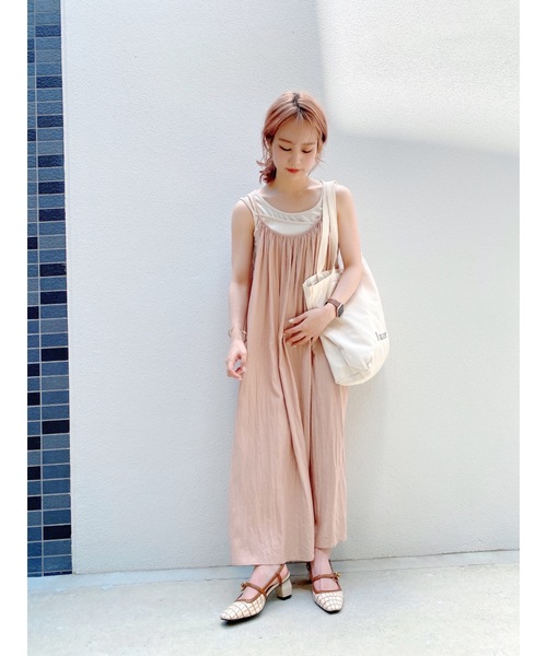 JUMELLE(ジュメロ)の「ワッシャーキャミワンピース(ワンピース・レディース・ピンク/アイボリー・FREE)」の3枚目の写真