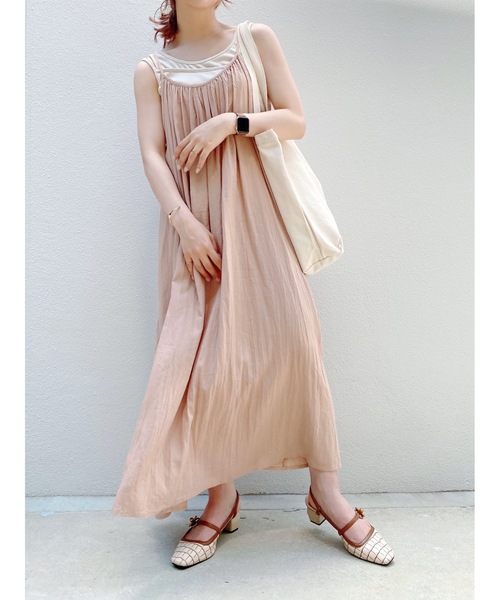 JUMELLE(ジュメロ)の「ワッシャーキャミワンピース(ワンピース・レディース・ピンク/アイボリー・FREE)」の6枚目の写真