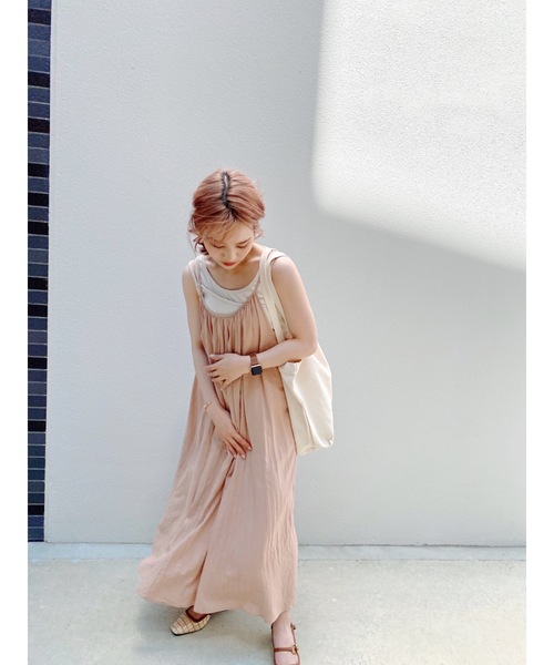 JUMELLE(ジュメロ)の「ワッシャーキャミワンピース(ワンピース・レディース・ピンク/アイボリー・FREE)」の4枚目の写真