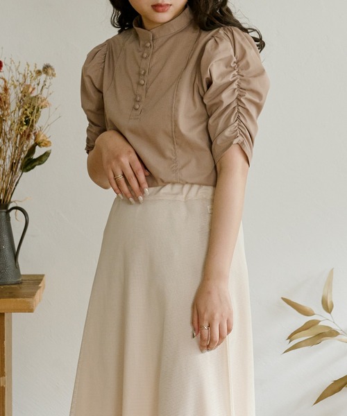Ambre Neige(アンブルネージュ)の「スタンドカラーシャーリングブラウス/【WEB/EC限定商品】(シャツ/ブラウス・レディース・オフホワイト/クリーム/モカ・FREE)」の21枚目の写真