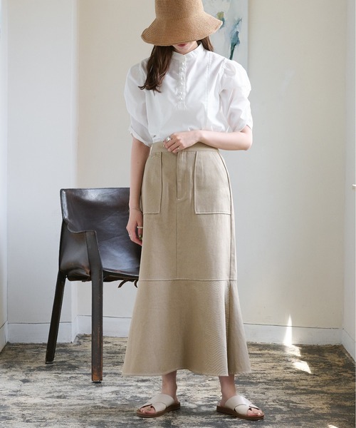 Ambre Neige(アンブルネージュ)の「スタンドカラーシャーリングブラウス/【WEB/EC限定商品】(シャツ/ブラウス・レディース・オフホワイト/クリーム/モカ・FREE)」の20枚目の写真