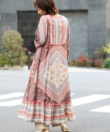 エコフレンドリーダイ パッチブロックプリントワンピース