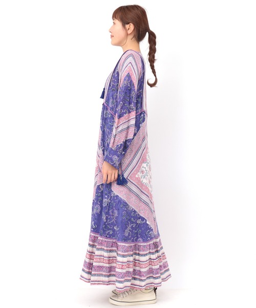 チチカカ(チチカカ)の「エコフレンドリーダイ パッチブロックプリントワンピース(ワンピース・レディース・イエロー系その他/ブラウン/ブルー・FREE)」の6枚目の写真