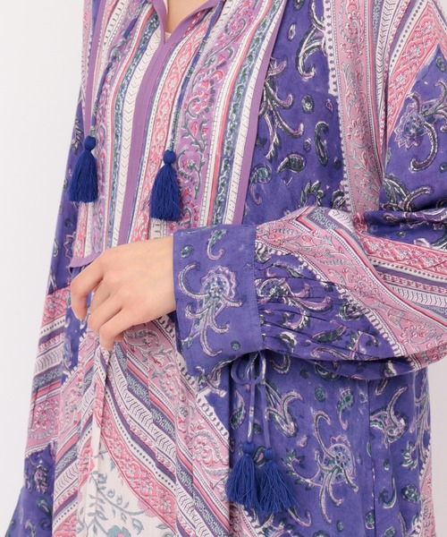 チチカカ(チチカカ)の「エコフレンドリーダイ パッチブロックプリントワンピース(ワンピース・レディース・イエロー系その他/ブラウン/ブルー・FREE)」の9枚目の写真