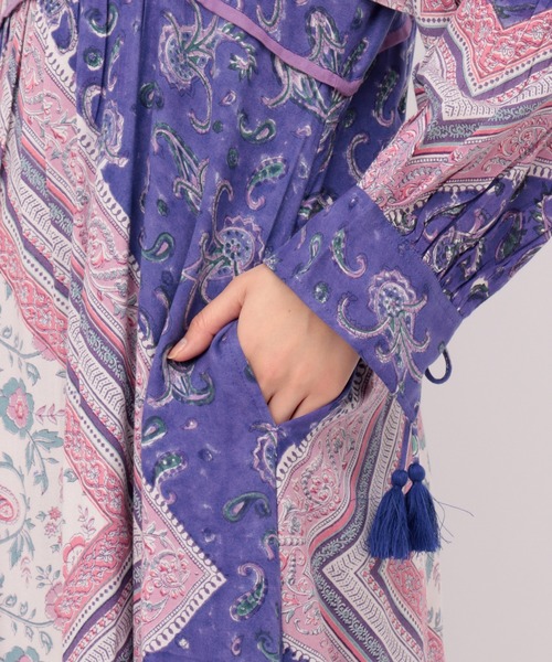 チチカカ(チチカカ)の「エコフレンドリーダイ パッチブロックプリントワンピース(ワンピース・レディース・イエロー系その他/ブラウン/ブルー・FREE)」の10枚目の写真