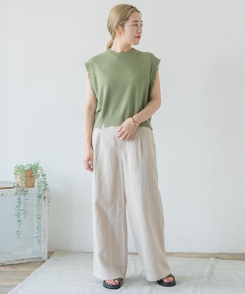 ITEMS URBANRESEARCH（アイテムズ アーバンリサーチ）の「ダメージニットベスト（ベスト・レディース・ライトカーキ/チャコールグレー/ベージュ・FREE）」の21枚目の写真