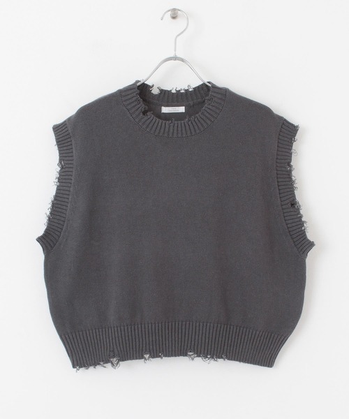 ITEMS URBANRESEARCH（アイテムズ アーバンリサーチ）の「ダメージニットベスト（ベスト・レディース・ライトカーキ/チャコールグレー/ベージュ・FREE）」の20枚目の写真