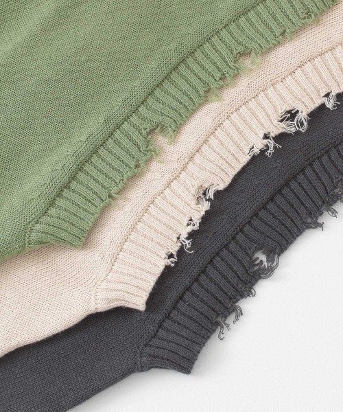 ITEMS URBANRESEARCH（アイテムズ アーバンリサーチ）の「ダメージニットベスト（ベスト・レディース・ライトカーキ/チャコールグレー/ベージュ・FREE）」の10枚目の写真