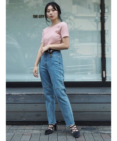 EVRIS（エヴリス）の「ブロッキングストレートデニムパンツ（デニムパンツ・レディース・ライトブルー/ブラック/ベージュ・SMALL/MEDIUM）」の21枚目の写真