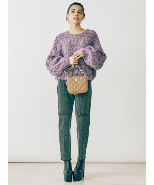 EVRIS（エヴリス）の「ブロッキングストレートデニムパンツ（デニムパンツ・レディース・ライトブルー/ブラック/ベージュ・SMALL/MEDIUM）」の4枚目の写真