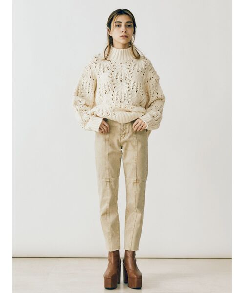 EVRIS（エヴリス）の「ブロッキングストレートデニムパンツ（デニムパンツ・レディース・ライトブルー/ブラック/ベージュ・SMALL/MEDIUM）」の5枚目の写真