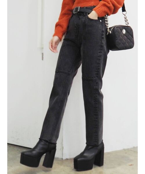 EVRIS（エヴリス）の「ブロッキングストレートデニムパンツ（デニムパンツ・レディース・ライトブルー/ブラック/ベージュ・SMALL/MEDIUM）」の13枚目の写真