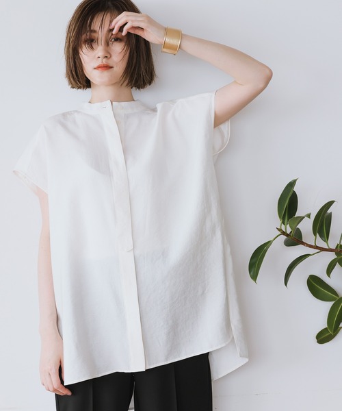 A part by(アパートバイ)の「MoPoハイネックフレンチスリーブシャツ 954868(Tシャツ/カットソー・レディース・ブラック/オフホワイト/グリーン系その他5・FREE)」の3枚目の写真