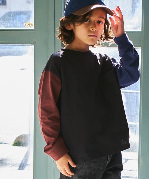 PAIRMANON STREET(ペアマノンストリート)の「【PAIRMANON STREET】無地配色胸ポケット長袖ロンT(Tシャツ/カットソー・キッズ・カーキ/ピンク/アイボリー/ミント/ブルー系その他3/モカ/ラベンダー/グレー/グレイッシュベージュ/ブラック/ブルー系その他5/ブラック系その他3/グリーン系その他/ホワイト系その他/ブラック系その他/ブルー系その他/パープル系その他/イエロー系その他2/ブラウン系その他/イエロー/ブラウン/ブラックミックス/レッド/ホワイト/ホワイト系その他2/ネイビー・100/110/120/130/140/150/90)」の7枚目の写真