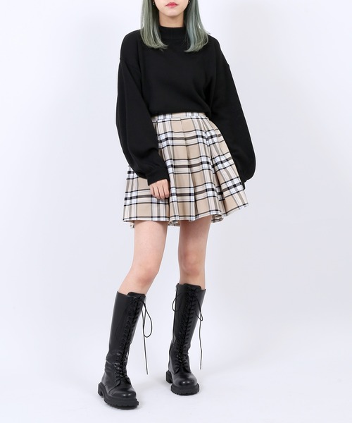 PUNYUS（プニュズ）の「チェック柄プリーツミニスカート（スカート・レディース・ベージュ/ブラック・3/4/2/1）」の22枚目の写真