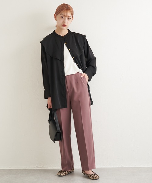 LAVEANGE(ラビアンジェ)の「フリルカラーブラウス(シャツ/ブラウス・レディース・ホワイト/ブラック/ネイビー・LL/3L/4L/M/L)」の7枚目の写真