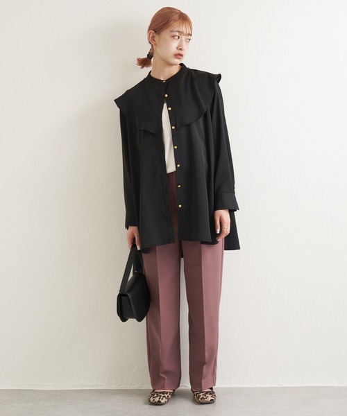 LAVEANGE(ラビアンジェ)の「フリルカラーブラウス(シャツ/ブラウス・レディース・ホワイト/ブラック/ネイビー・LL/3L/4L/M/L)」の6枚目の写真