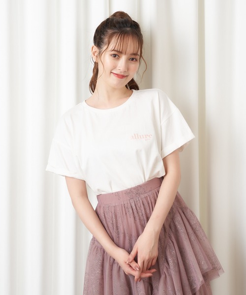 MIIA（ミーア）の「allure miia Tシャツ（Tシャツ/カットソー・レディース・ブラック/オフホワイト/ピンク・FREE）」の3枚目の写真