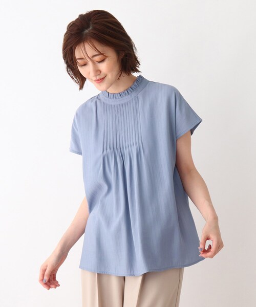 DRESKIP(ドレスキップ)の「◆チビフリルピンタックブラウス(シャツ/ブラウス・レディース・ナチュラル/ネイビー/ライトブルー・02/03)」の3枚目の写真