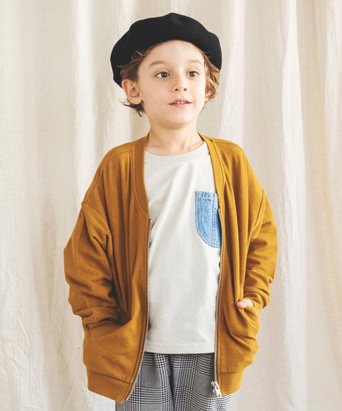 BRANSHES（ブランシェス）の「【UV加工】ジップアップライトジャケット（ブルゾン・キッズ・杢グレー/キャメル・90cm/110cm/100cm/120cm/130cm/140cm/150cm）」の19枚目の写真