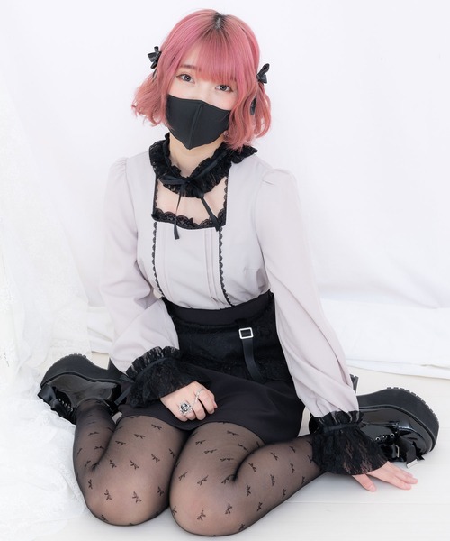 DearMyLove(ディアマイラブ)の「レースフリルチョーカーブラウス(シャツ/ブラウス・レディース・ホワイト/グレー/ブラック・MEDIUM/XX-LARGE/X-LARGE/LARGE)」の3枚目の写真