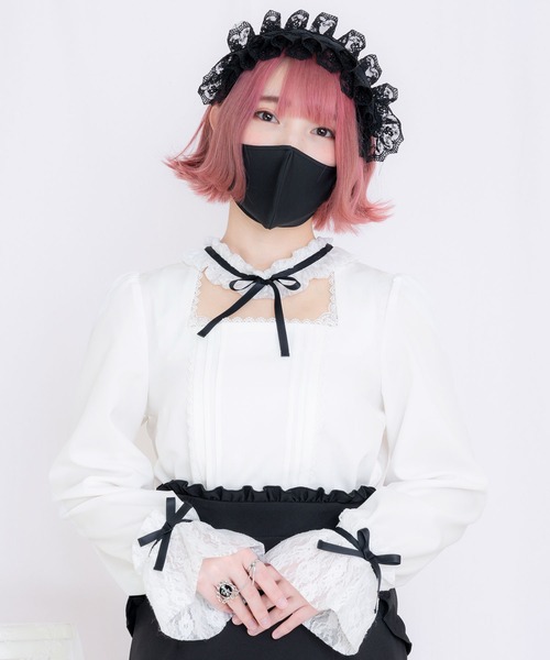 DearMyLove(ディアマイラブ)の「レースフリルチョーカーブラウス(シャツ/ブラウス・レディース・ホワイト/グレー/ブラック・MEDIUM/XX-LARGE/X-LARGE/LARGE)」の1枚目の写真