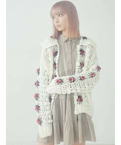 merry jenny（メリージェニー）の「クロシェカーディガン（カーディガン/ボレロ・レディース・オフホワイト/ブラック/ブラウン・FREE）」の15枚目の写真