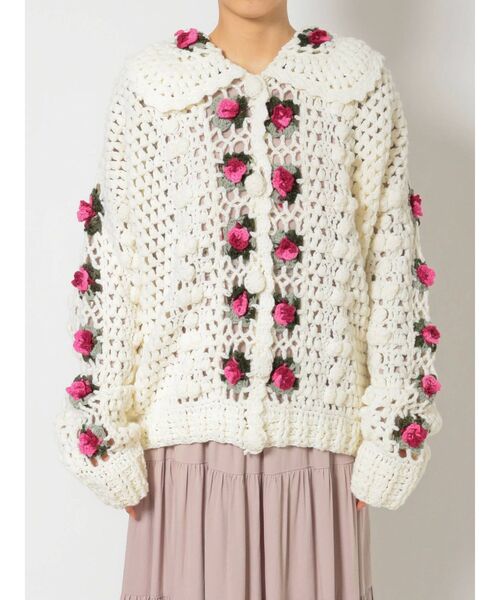 merry jenny（メリージェニー）の「クロシェカーディガン（カーディガン/ボレロ・レディース・オフホワイト/ブラック/ブラウン・FREE）」の16枚目の写真