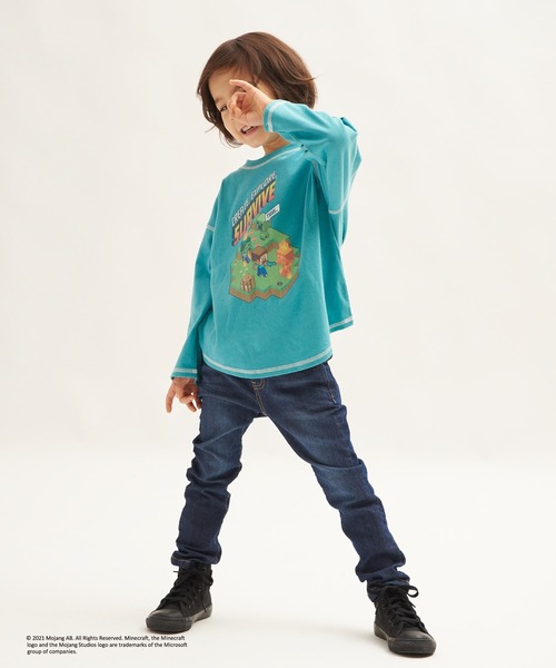 RUGGEDWORKS（ラゲッドワークス）の「《MINECRAFT》 マインクラフト ステッチ配色ロングＴ（Tシャツ/カットソー・キッズ・キナリ/グリーン系その他・130/150/120/140/110）」の3枚目の写真