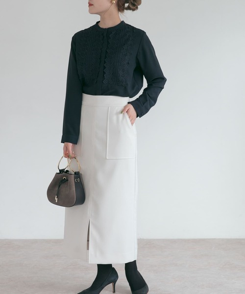 URBAN RESEARCH ROSSO WOMEN（アーバンリサーチ　ロッソ）の「カルゼダブルクロスポケットタイトスカート（スカート・レディース・ブラック/ブラウン/アイボリー・38/36）」の5枚目の写真