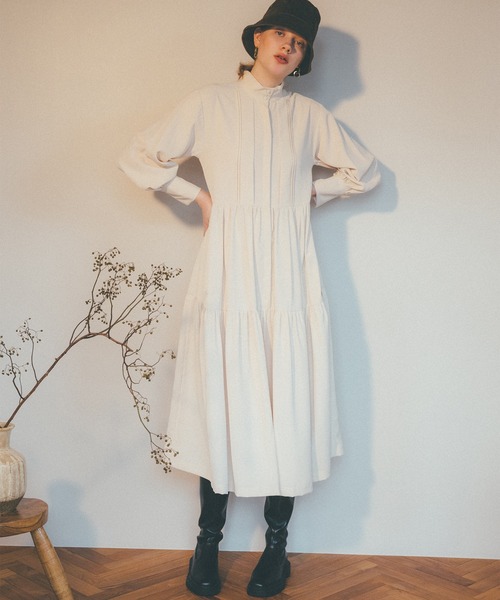 N.(N. Natural Beauty Basic)(エヌエヌナチュラルビューティーベーシック)の「【S Size Line】◆ピンタックティアードワンピース(ワンピース・レディース・オフホワイト/ブラック/ライトグリーン・SMALL/MEDIUM)」の2枚目の写真