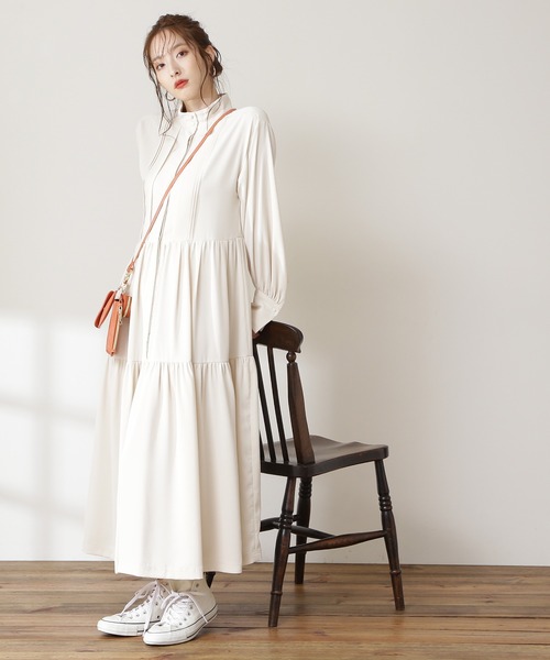 N.(N. Natural Beauty Basic)(エヌエヌナチュラルビューティーベーシック)の「【S Size Line】◆ピンタックティアードワンピース(ワンピース・レディース・オフホワイト/ブラック/ライトグリーン・SMALL/MEDIUM)」の11枚目の写真