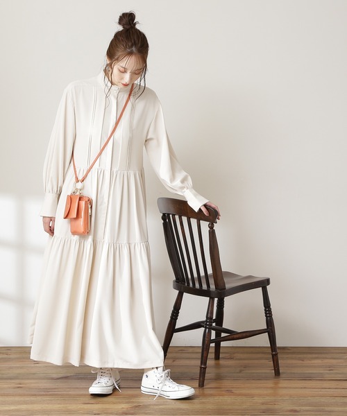 N.(N. Natural Beauty Basic)(エヌエヌナチュラルビューティーベーシック)の「【S Size Line】◆ピンタックティアードワンピース(ワンピース・レディース・オフホワイト/ブラック/ライトグリーン・SMALL/MEDIUM)」の6枚目の写真