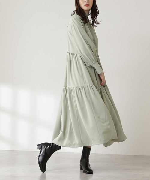 N.(N. Natural Beauty Basic)(エヌエヌナチュラルビューティーベーシック)の「【S Size Line】◆ピンタックティアードワンピース(ワンピース・レディース・オフホワイト/ブラック/ライトグリーン・SMALL/MEDIUM)」の10枚目の写真