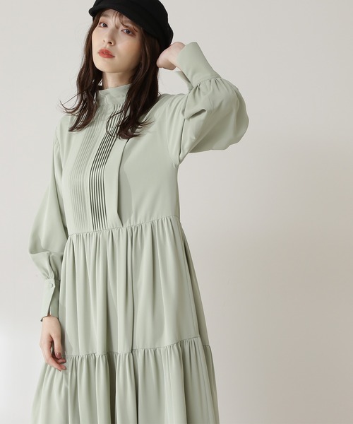 N.(N. Natural Beauty Basic)(エヌエヌナチュラルビューティーベーシック)の「【S Size Line】◆ピンタックティアードワンピース(ワンピース・レディース・オフホワイト/ブラック/ライトグリーン・SMALL/MEDIUM)」の16枚目の写真