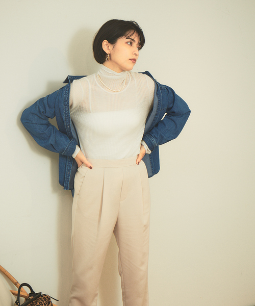 Rouge vif(ルージュヴィフ)の「シアーリブニット(ニット/セーター・レディース・ホワイト/ブラック・フリー)」の13枚目の写真