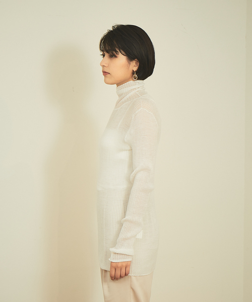 Rouge vif(ルージュヴィフ)の「シアーリブニット(ニット/セーター・レディース・ホワイト/ブラック・フリー)」の4枚目の写真