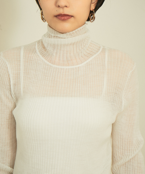 Rouge vif(ルージュヴィフ)の「シアーリブニット(ニット/セーター・レディース・ホワイト/ブラック・フリー)」の10枚目の写真