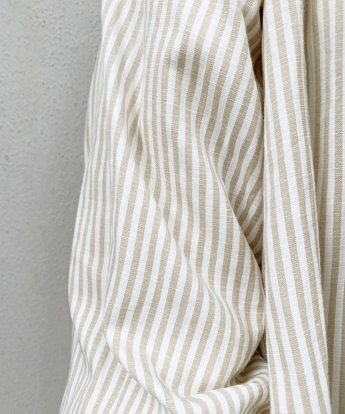 one after another NICE CLAUP(ワンアフターアナザーナイスクラップ)の「ゆるシルエットストライプシャツ(シャツ/ブラウス・レディース・ブラック/ベージュ/ラベンダー/ピンク・FREE)」の8枚目の写真