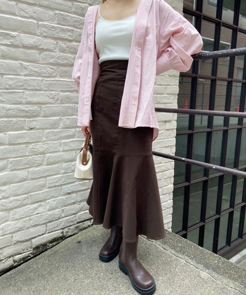 one after another NICE CLAUP(ワンアフターアナザーナイスクラップ)の「ゆるシルエットストライプシャツ(シャツ/ブラウス・レディース・ブラック/ベージュ/ラベンダー/ピンク・FREE)」の20枚目の写真