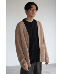 ハンドステッチ Vネック ニット カーディガン <ユニセックス>