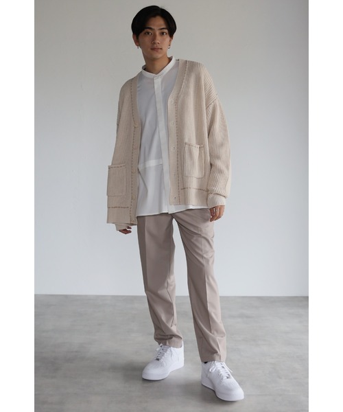 CREARE -LINO-(クレアーレリノ)の「ハンドステッチ Vネック ニット カーディガン <ユニセックス>(カーディガン/ボレロ・メンズ・アイボリー/ブラック/ダークベージュ・M/L)」の19枚目の写真