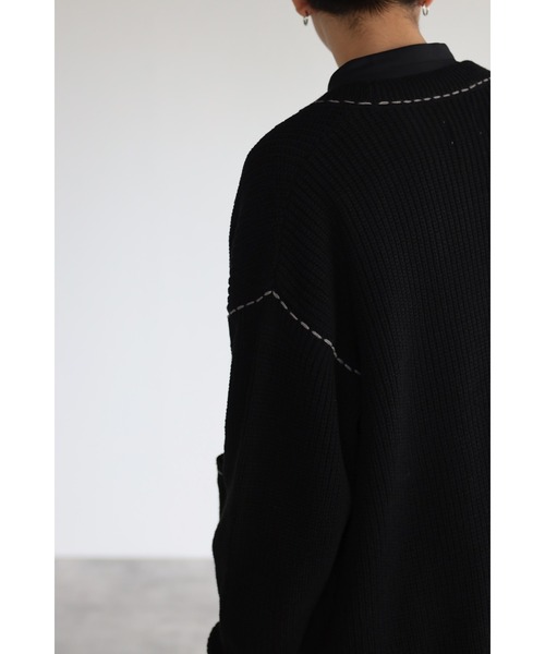 CREARE -LINO-(クレアーレリノ)の「ハンドステッチ Vネック ニット カーディガン <ユニセックス>(カーディガン/ボレロ・メンズ・アイボリー/ブラック/ダークベージュ・M/L)」の13枚目の写真