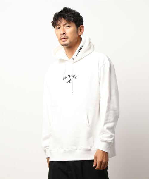 KANGOL(カンゴール)の「【KANGOL/カンゴール】 ロゴ刺繍 裏起毛 プルオーバーフーディーパーカー /ビッグシルエット(パーカー・メンズ・ブラック/パープル/オフホワイト/ブルー系その他・MEDIUM/LARGE/X-LARGE)」の2枚目の写真
