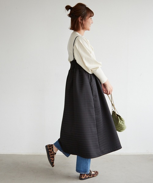 SLOBE citron.（スローブシトロン）の「SLOBE citron. チャンキードレス【手洗い可能】◆（ワンピース・レディース・ブラック/キャメル・FREE）」の12枚目の写真