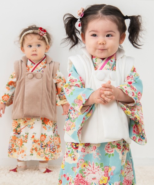 SweetMommy（スウィートマミー）の「ベビー 被布 コート  [お誕生日 記念日 お食い初め お宮参り 七五三]（着物・キッズ・オフホワイト/モカ/ローズ・50-80cm/90-100cm）」の11枚目の写真
