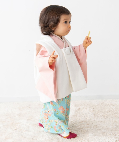 SweetMommy（スウィートマミー）の「ベビー 被布 コート  [お誕生日 記念日 お食い初め お宮参り 七五三]（着物・キッズ・オフホワイト/モカ/ローズ・50-80cm/90-100cm）」の10枚目の写真